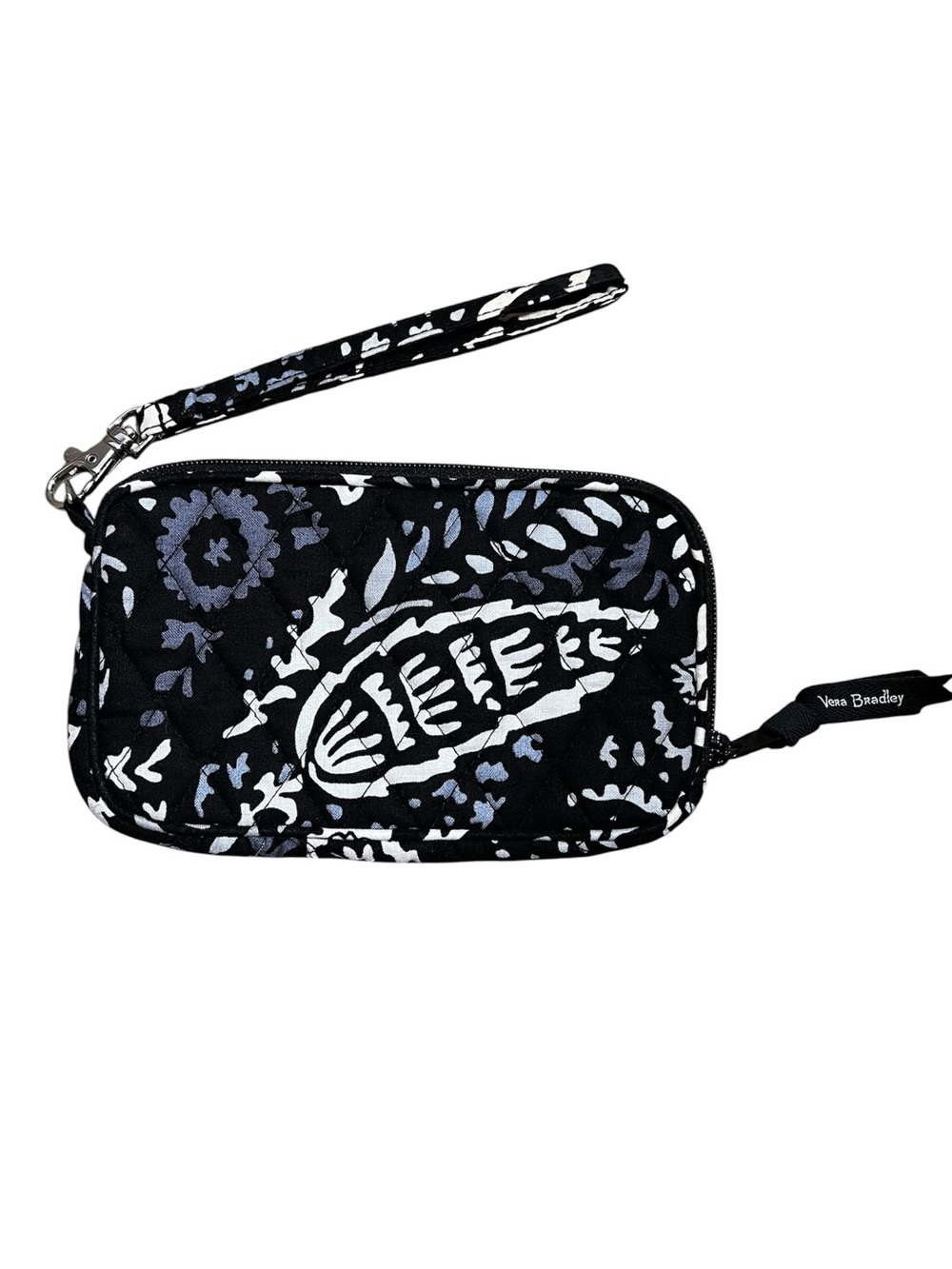Vera Bradley Quilted Wristlet Paisley Noir Black White